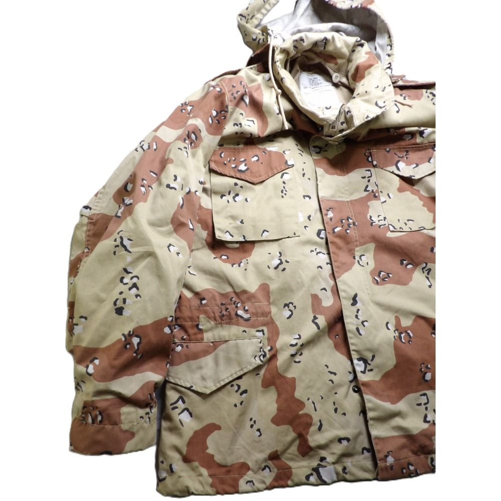 VTG 90 Prestige Desert Storm Camo Parka Men XXL Tactical Choco Chip Field Jacket - Picture 9 of 16